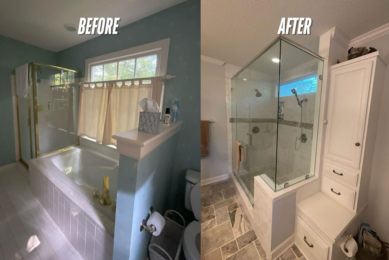 Before and after bathroom remodel